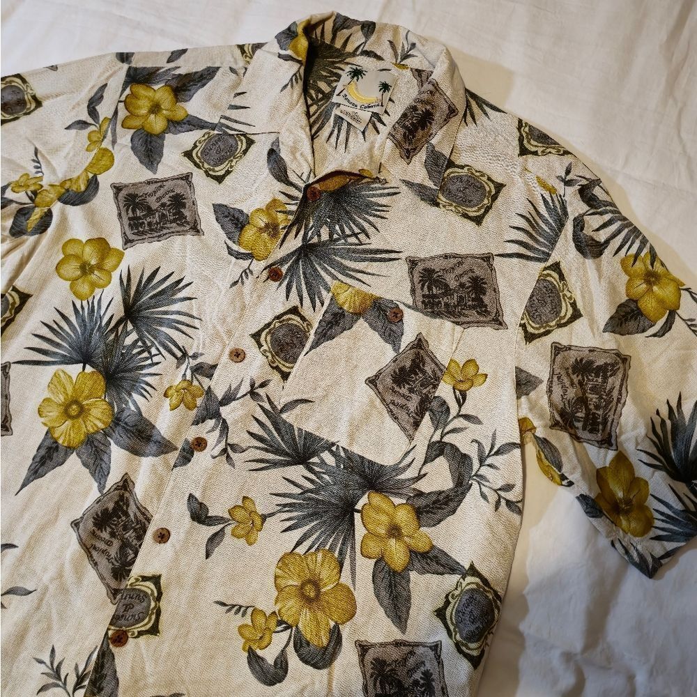 Banana Cabana Silk Shirt mens Large